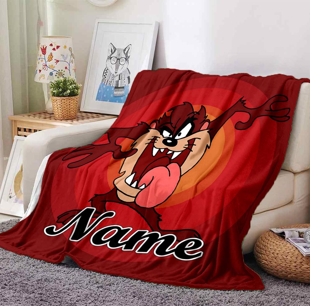 Custom Name Tazmanian Devil Flannel Blanket Throw Blanket Soft Warm Sofa Bed home Decor Unique Gift