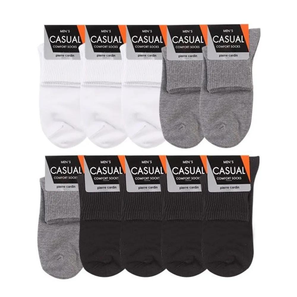 Men's Plain Cuff Socks, Mixed Colors, 10 Pairs, Casual Socks, All Seasons, Made in Korea
