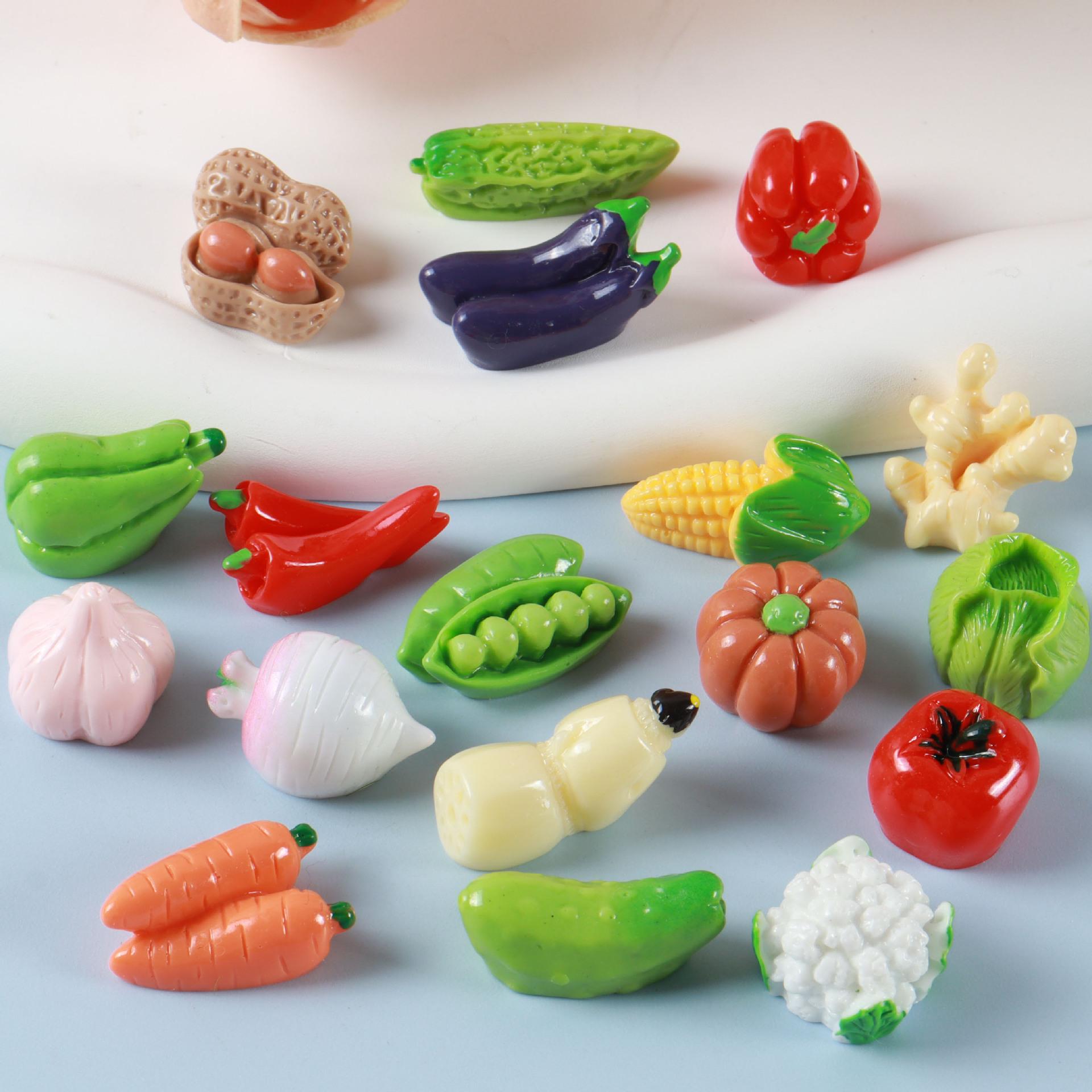

10pcs Vegetable Figurines Miniatures Resin Crafts Handicrafts Simulation Vegetable Basket Resin Crafts Realistic Vegetable Model