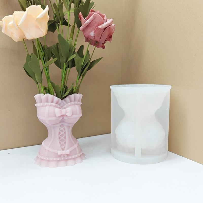 3D Wedding Dress Silicone Mold  Flowerpot Vase Resin Molds Exploy Casting Mould Concrete Gypsum Ornaments Home Decor