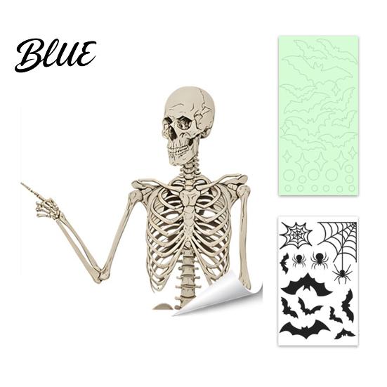 Halloween Home Decor Glow-in-the-Dark Window Cling Spooky Ghost Skeleton Glass Sticker Decal Waterproof Static for Holiday Party Removable