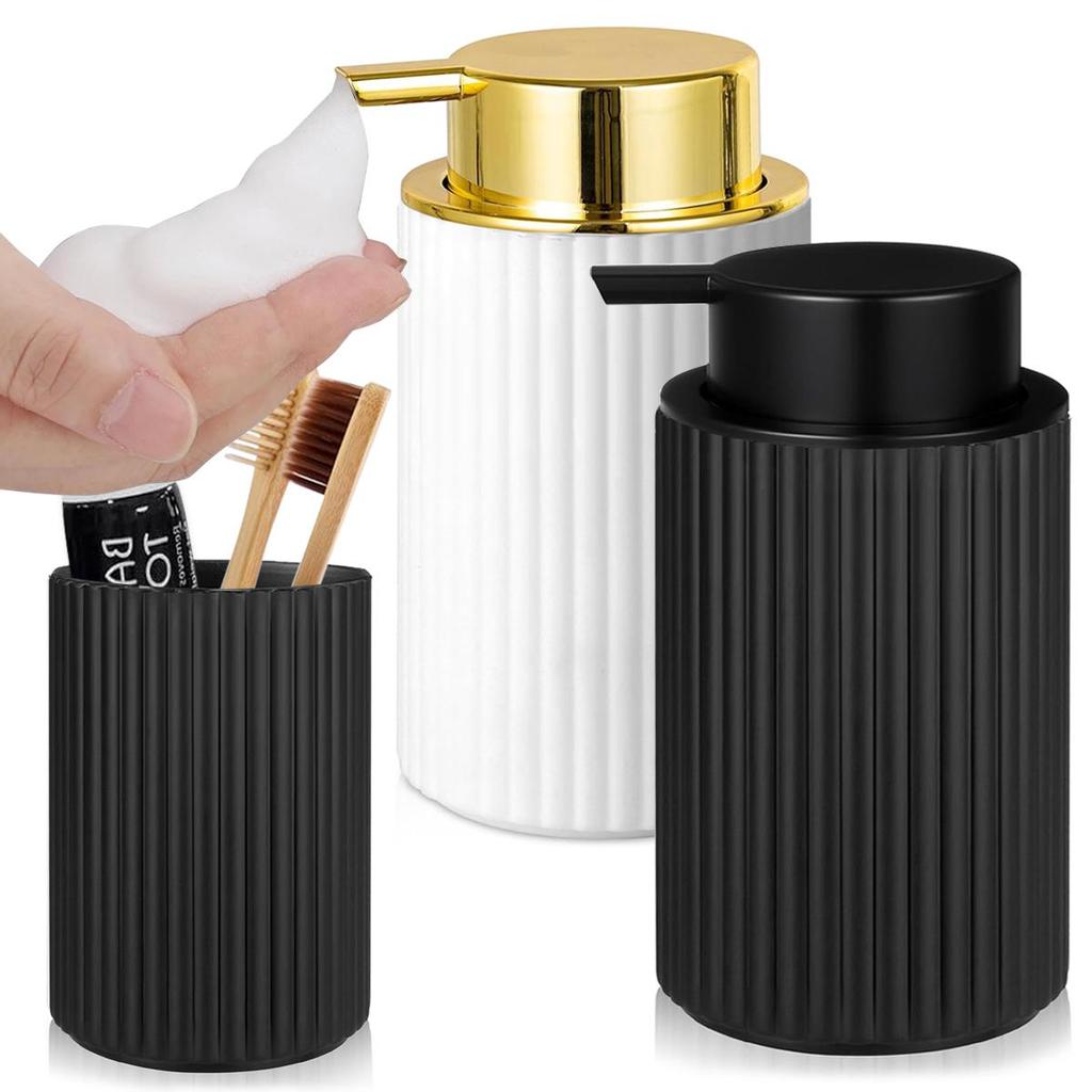 Distributeur de savon moussant noir pour salle de bain et cuisine, flacon pompe à mousse pour liquide vaisselle et mains