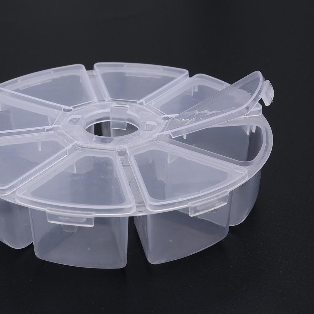 Scatola Portaoggetti Rotonda a 8 Scomparti in Plastica Trasparente per Gioielli, Oggetti Vari, Espositore per Orecchini, Perline Sfuse, Accessori