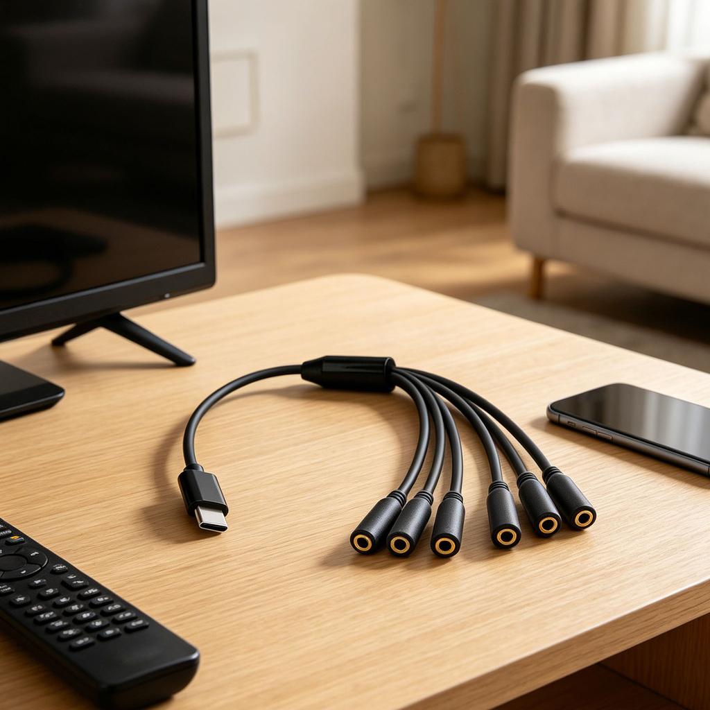 1 To 5 Ways USB Type C To 3.5mm TRS Female Multi Audio Headphone Stereo Cable Headset Splitter Cable for Phones Headsets Speaker