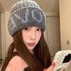 56cm To 58cm Head Circumference Letter Embroidered Knitted Beanie Hat Thick Earflap Beanie Casual