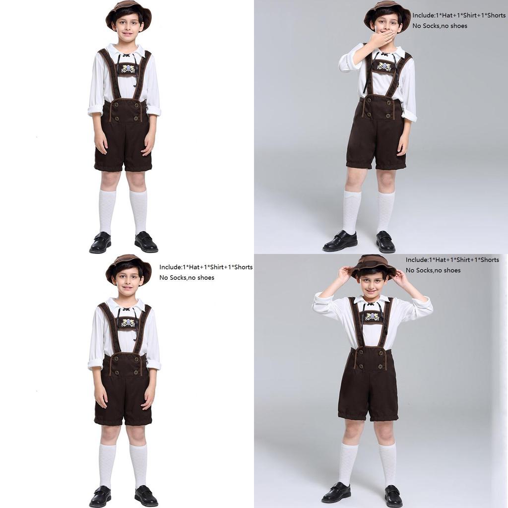 Authentic Children's German Oktoberfest Outfit With Hat For Halloween And Cosplay