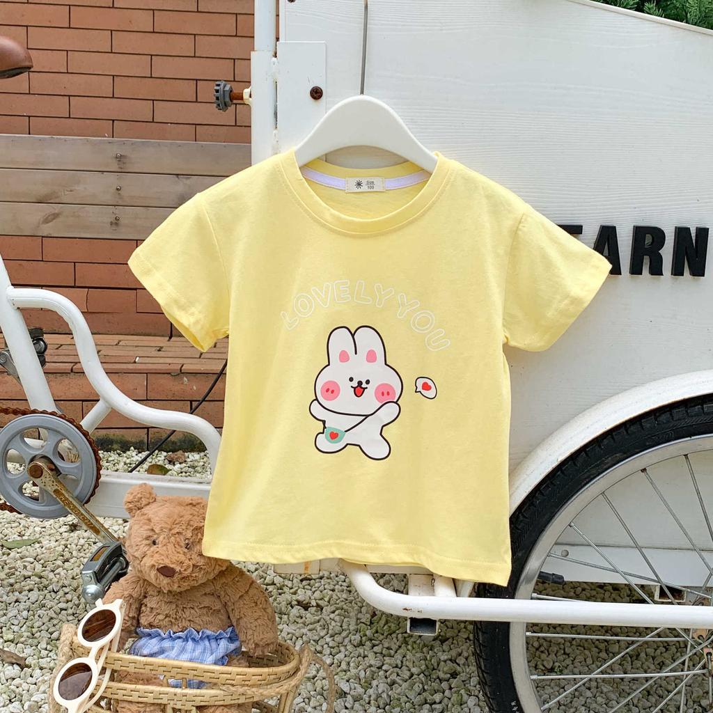 Girls' Casual Short-sleeved T-shirt Summer Children's Cotton Base Shirt