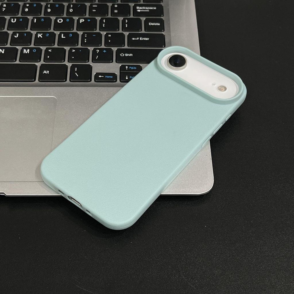 Litschi-Maserung Dopamin-Farbe Weiche Hülle für Apple 17, 16 und 14 Pro Max - Minimalistisches Design mit großem Loch