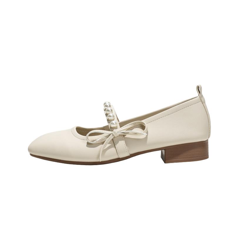 Skor dam 2025 nya franska plattbottnade enkla skor dam grunda Mary Jane små läderskor sommar vår och höst kvällsskor