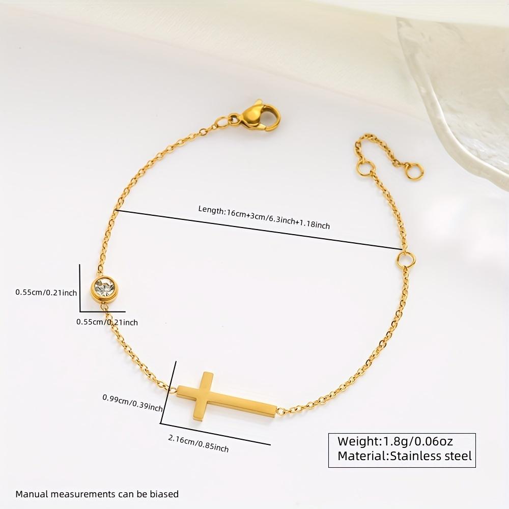 1 peça Estilo Simples Cruz e Contas Redondas Aço Inoxidável Pingente Pulseira Adequada para Jovens Senhoras Usarem em Festas ou Presente para Amigos