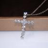 Ladies' Cross Pendant Necklace, Exquisite Heart-shaped Synthetic Zircon, Elegant Collarbone Chain, Fashionable Necklace for Daily Wear