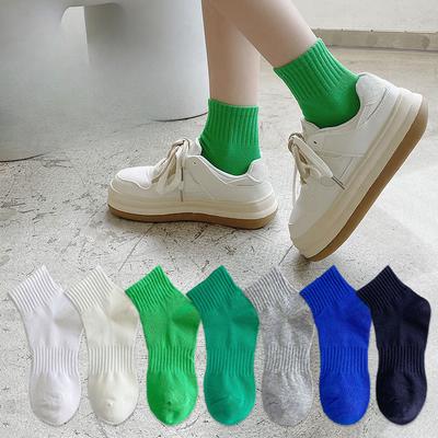 Damen Frühling und Herbst Unifarbene Gummibund Taille All-Match Baumwollsocken