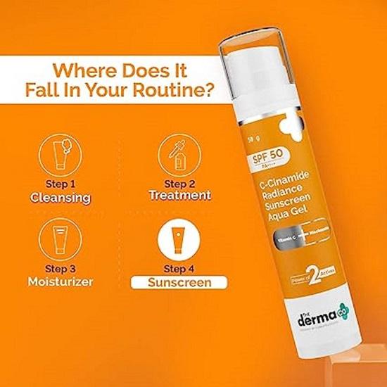 Das Derma Co C-Cinamide Sunscreen SPF 50 PA++++ Aqua Gel für Sonnenschutz und strahlende Haut, 50 g