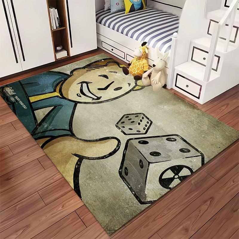 "Vintage Boy with Dice Illustration Rug Non-slip Rug Suitable for Living Room and Bedroom Sofas"