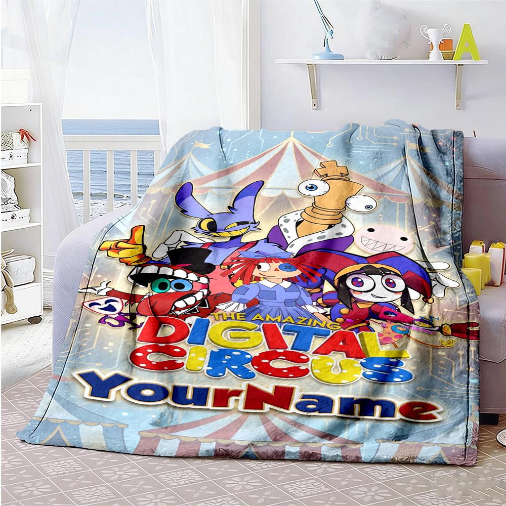 Digital Circus Personalized Name Blanket Gift Customizable Blanket Warmthful Decor Suitable for Office Chair Living Room Home Decor Livingroom