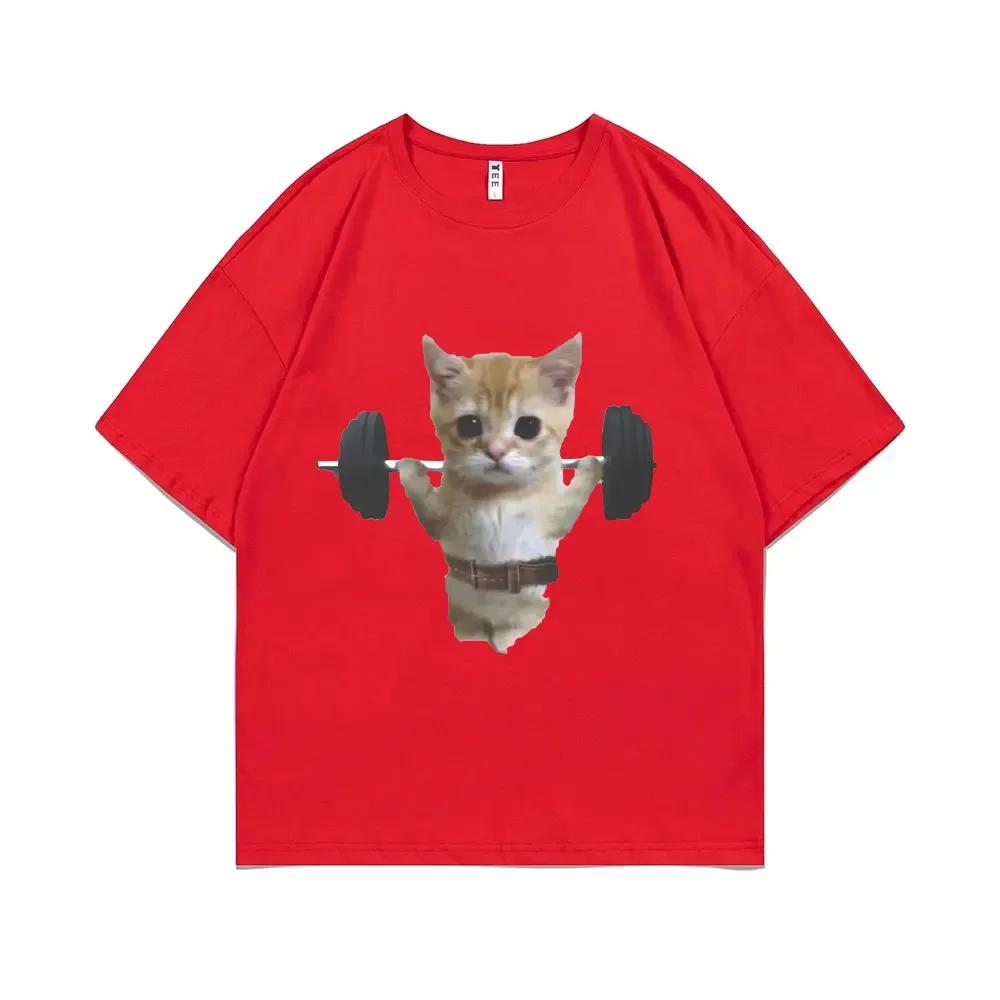 Summer Funny Gym Sam Sulek Cat Graphic Print T-shirts Men Women Cute Fitness Pump Cover Tshirt Woman Meme T Shirt
