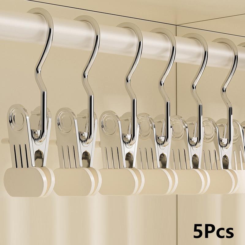 

5/10 шт., улучшенный широкий органайзер для одежды в шкафу, не оставляющий следов, прищепки для одежды с крючками, вешалки для сушки брюк и носков 5Pcs белый