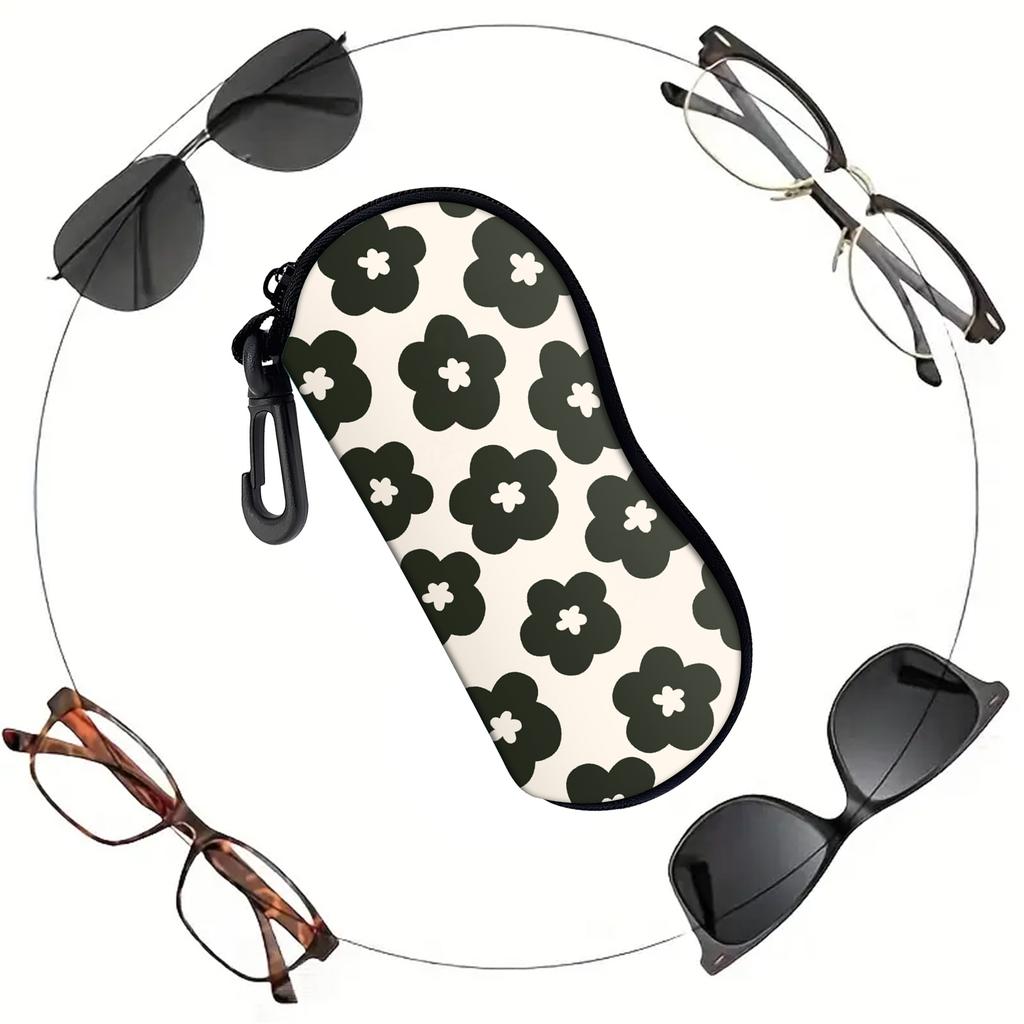 1Pcs Soft Sunglasses Case,Neoprene Zipper Glasses Pouch,Portable Eyeglasses Ba