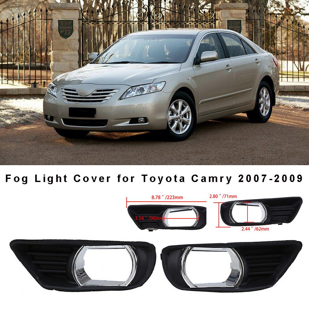For 2007 2008 2009 Toyota Camry Black Front Bumper Fog Lights Covers Trim 2Pc