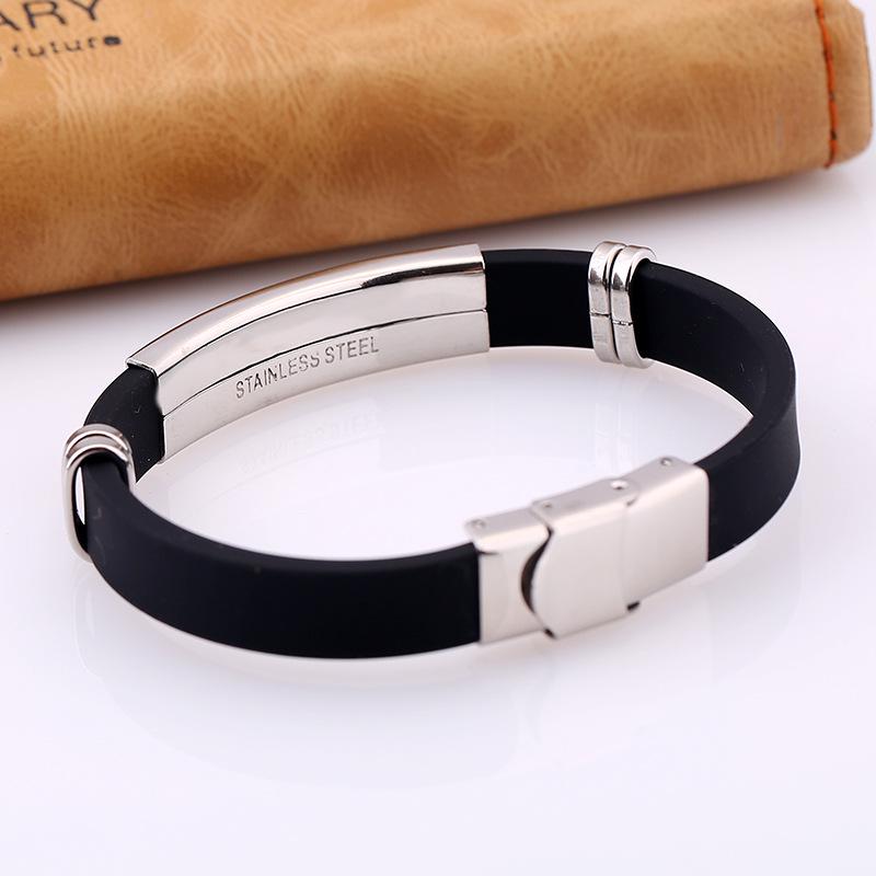 Trendy Fashion Cross Stainless Steel Silicone Bracelet Jewelry