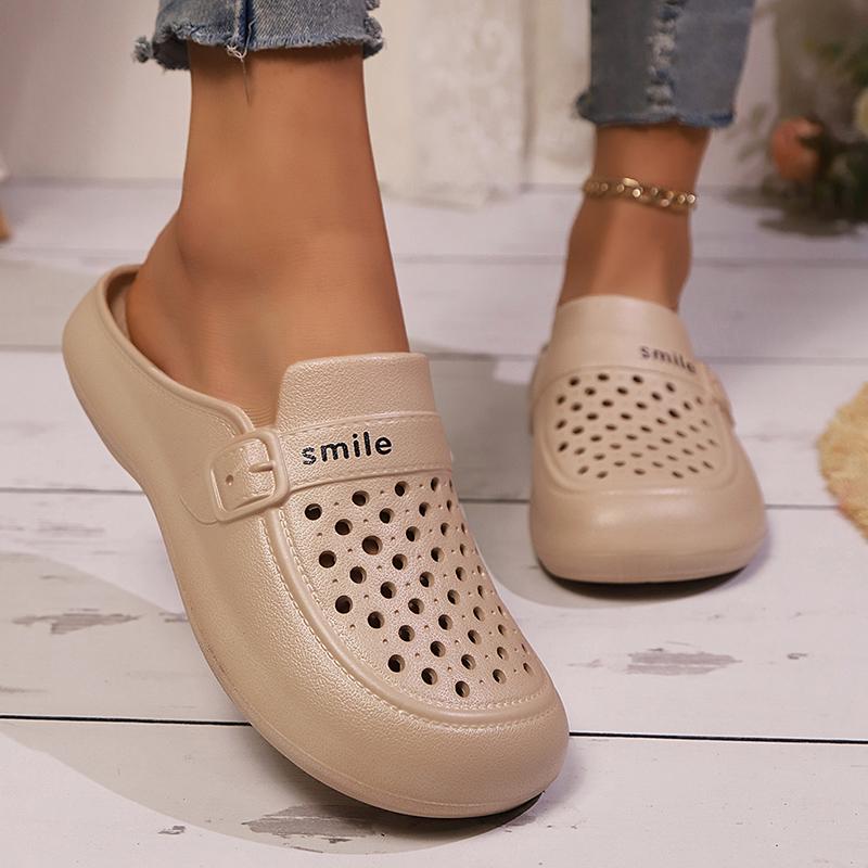 Lucyever Summer Hollow Out Closed Toe Slippers Women Lightweight Soft Sole Casual Sandals Woman Non Slip Beach Flip Flops Female