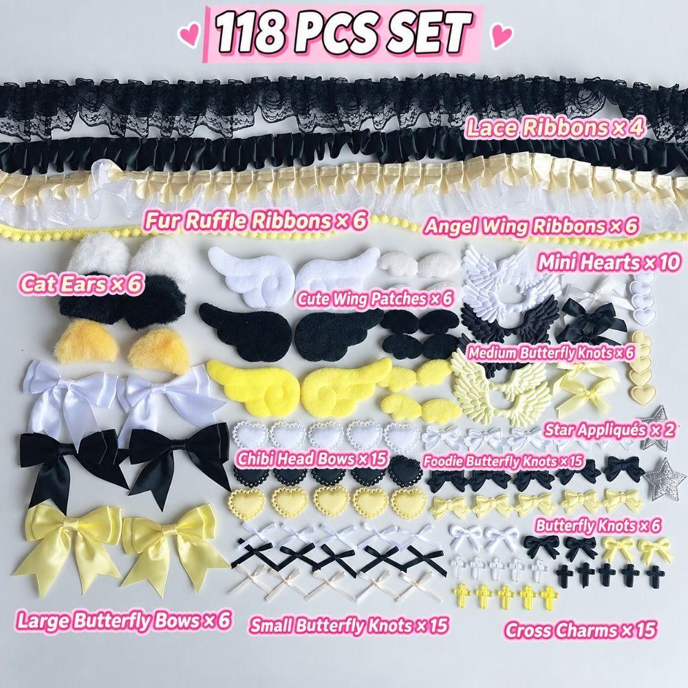 118pcs DIY Decoration Ribbon Lace Trim Set Cloth Craft Ribbon Set Scrapbook Decorating