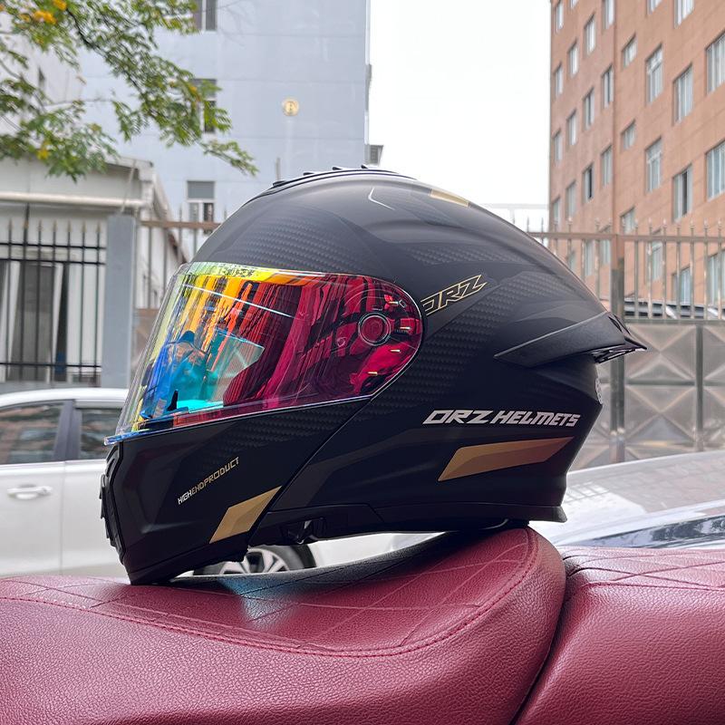 Electric vehicle helmet men's and women's face-opening helmet summer double mirror tail semi-full cover type personalized four-season Bluetooth couple