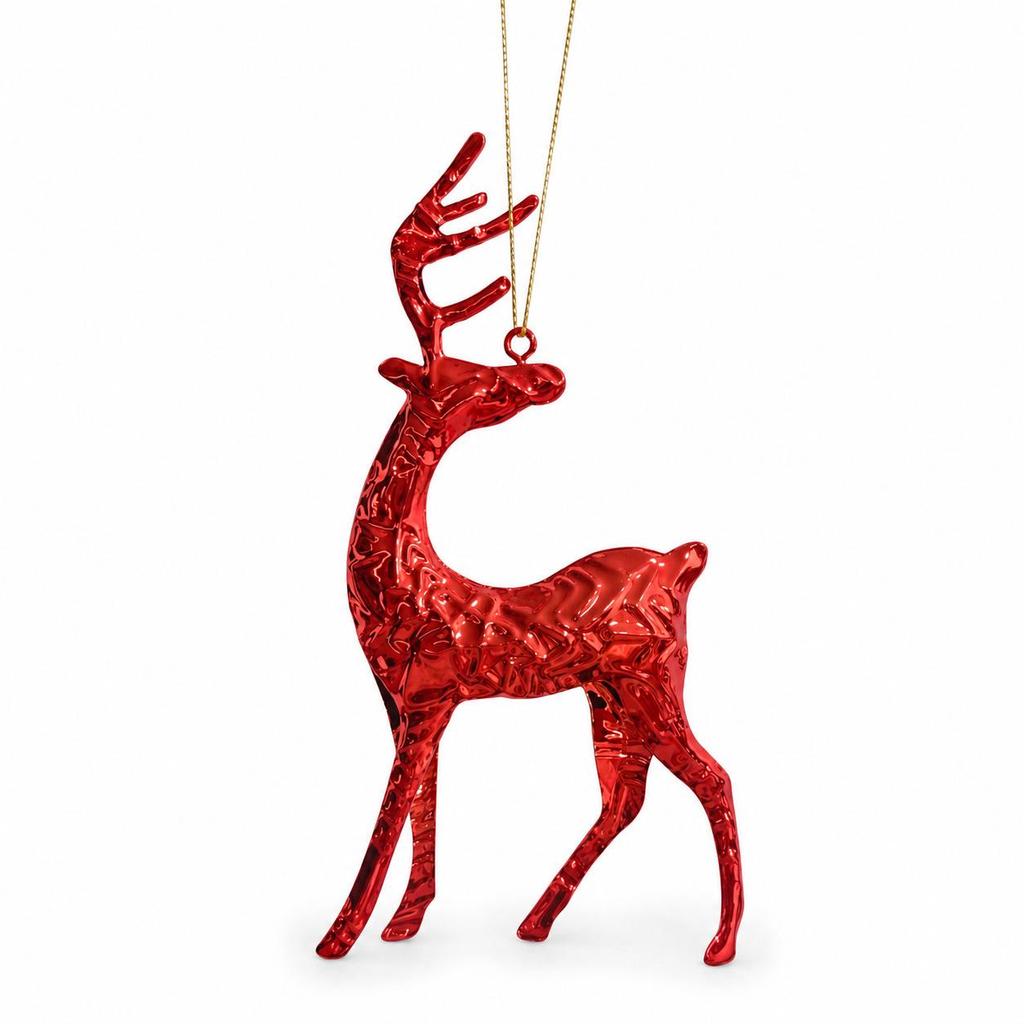 Christmas Tree Metal Elk Ornaments: Red, Gold, Green & Silver - Wrought Iron Festive Decorations