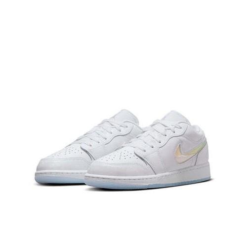 Air Jordan 1 Low SE GS Glitzer-Swoosh Retro-Sneaker FQ9112-100