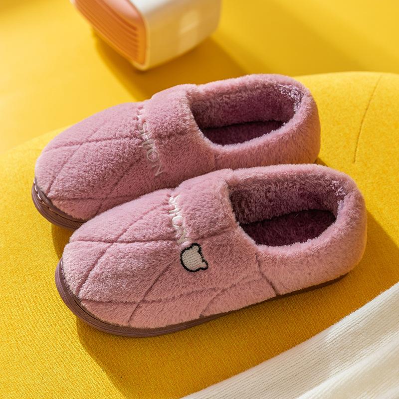 Cotton Slippers Down Couple Autumn and Winter Bag Heel Cotton Slippers Indoor Cotton Shoes Home Use Thickened Warm