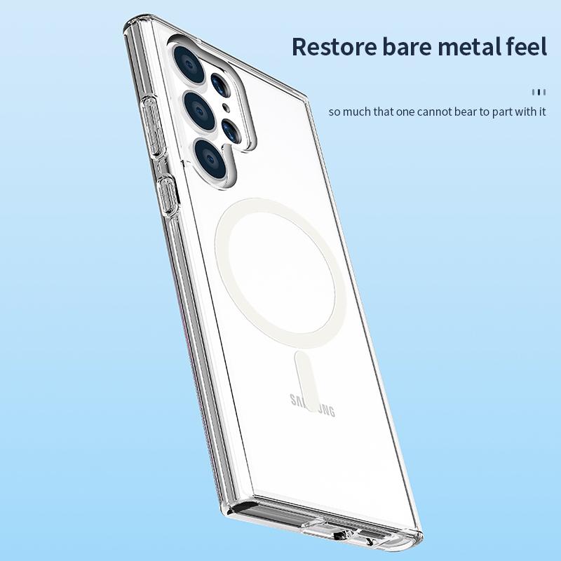 For Samsung Galaxy S24 Case Magnetic Glitter PC+TPU Phone Cover Compatible with MagSafe