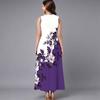 Women Plus Size Sleeveless Round Neck Dress Retro Floral Pattern Loose Flowy Midi Gown