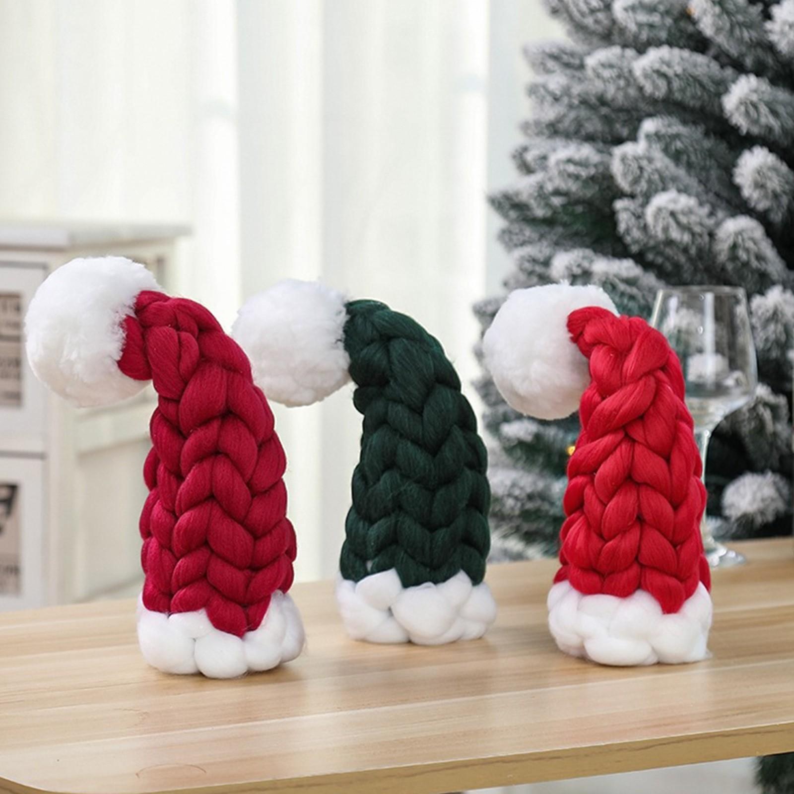 

3 шт. Рождественский подарок в виде бутылки вина, шляпа для украшения, сделай сам, рождественский подарок в виде бутылки вина One Size белый