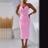 Independent Station Fashion Women's Clothing Sexy Elegant Tube Top Sleeveless Slits Solid Color Dress