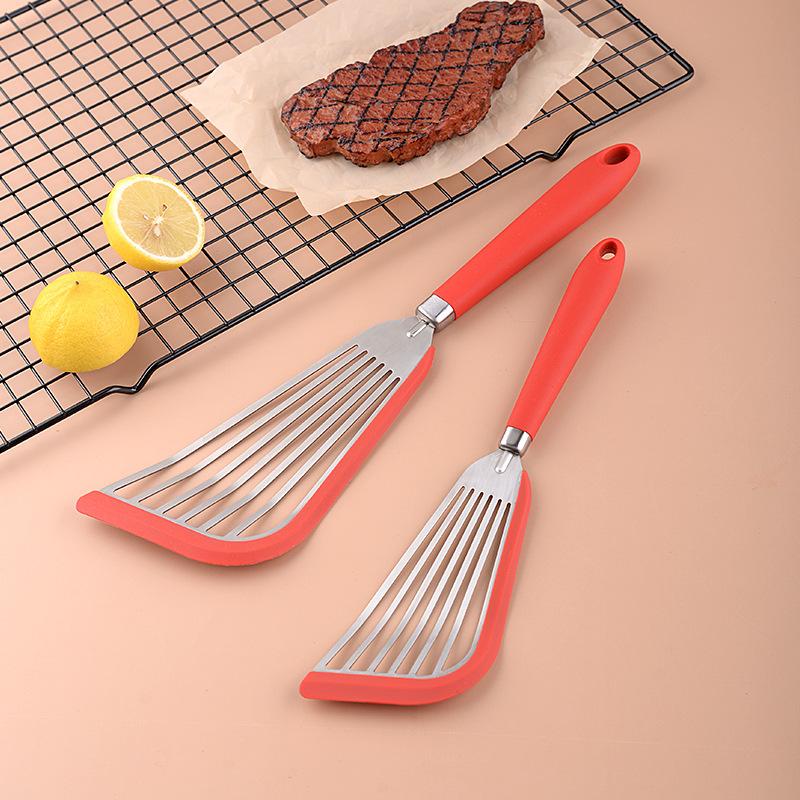 New small silicone frying shovel kitchen non-stick pan frying fish shovel household leaked shovel cooking stir-fry shovel food grade