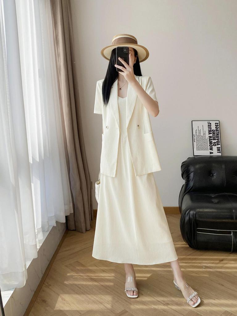 [În stoc] Set din două piese pentru femei, de primăvară/toamnă, largi și fusta lungă cu bretele