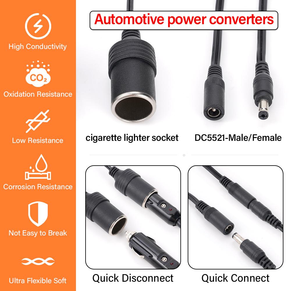12/24V 20A Car Cigar Lighter Socket Splitter Plug Universal Connector Fast Charge Power Universal Adapter On Off Switch