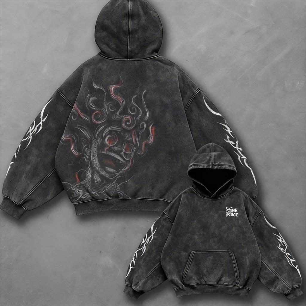 Autumn Anime Print Vintage Hoodie Men Women Pullover Sweatshirt Oversized Long Sleeve Top Harajuku Streetwear