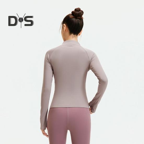 Women's Workout Jacket Full Zip Up Cropped Yoga Jacket Long Sleeve Slim Fit Athletic Top Running Track Sportwear for Fitness