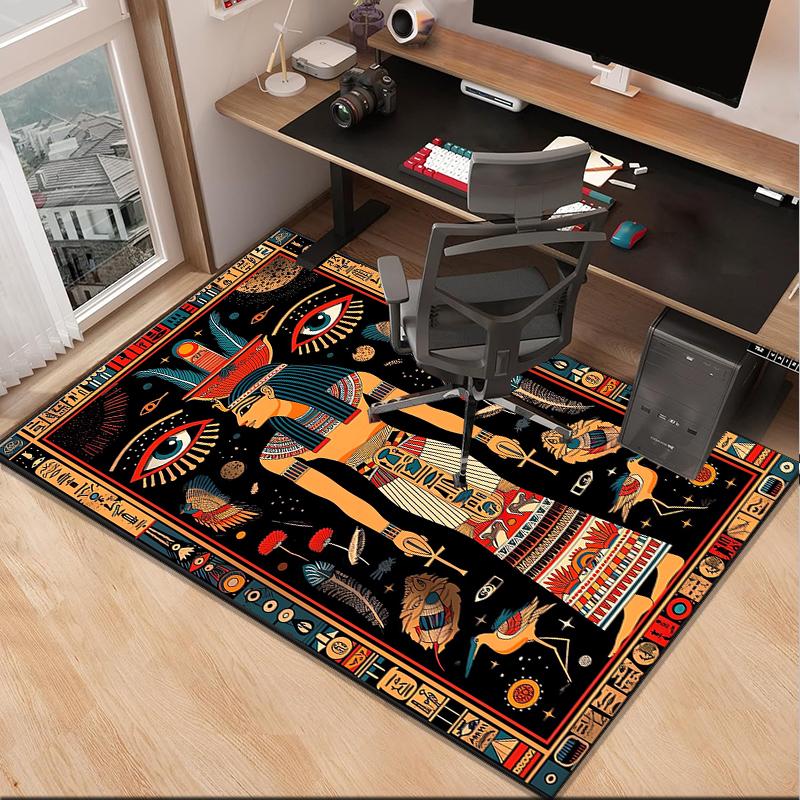 Ancient Egyptian Hieroglyphics Office Rug Chair Mat, Entryway Carpet, Suitable for Front Door, Bedroom, Living Room, Desk, Holiday Gift