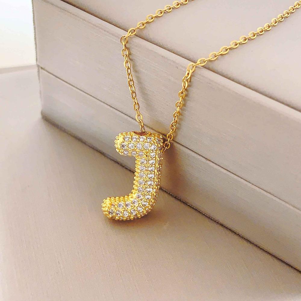 Necklace Female English Alphabet Necklace Female Hip Hop Full Zircon Delicate Clavicle Chain Personality Necklace