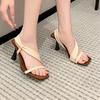 Summer Women's High Heel Sandals Square Head Fashionable Stilettos Sexy Versatile Sandals