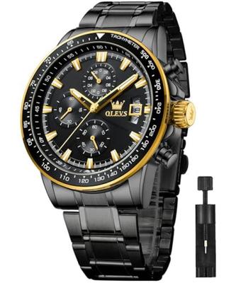 Men's Quartz Watch, Stylish Multi-Function Watch with Stainless Steel Case, Waterproof, Luminous Display, Date Display, Analogue Watch,