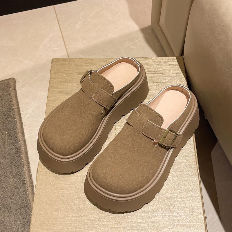 

Модные весенние новые шлепанцы Baotou для женщин, с круглым носком, глубоким вырезом, металлической пряжкой, толстой подошвой, противоскользящие, износостойкие, на высоком каблуке 40 хаки