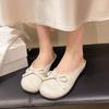 Women's Summer Outdoor Wear 2026 New Style with Flat Bottom Large Bow Soft Bottom Baotou Half Slippers