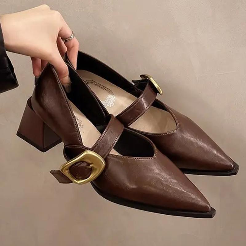 Fashion Design High Heeled Mary Jane 2025 NEW Pointed Toe Women Single Shoes PU Leather Comfort Spring Summer Dress Sexy Women's Shoes