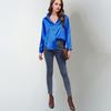 Women Shirt Lapel Long Sleeve Smooth Satin Shirt Tops Solid Color Loose Fit Casual Shirt Office Lady Shirt Daily Wear