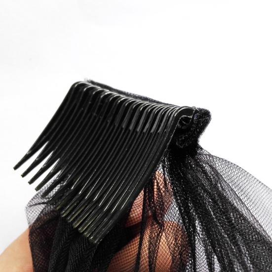 Weißer Brautschleier Zweilagig Spitze Damen Leicht All-Match Schleier mit Kamm Haarschmuck