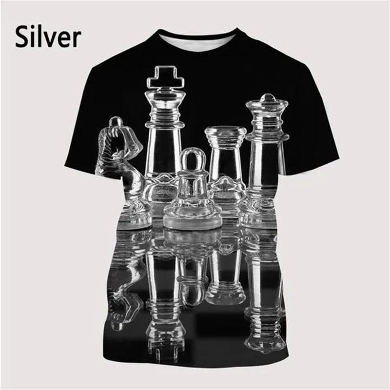 Chess Graphic T Shirts For Men 3d Printing Short Sleeve Chess Board Pattern Tee Top Crew Neck Oversized Men Tshirt Streetwear