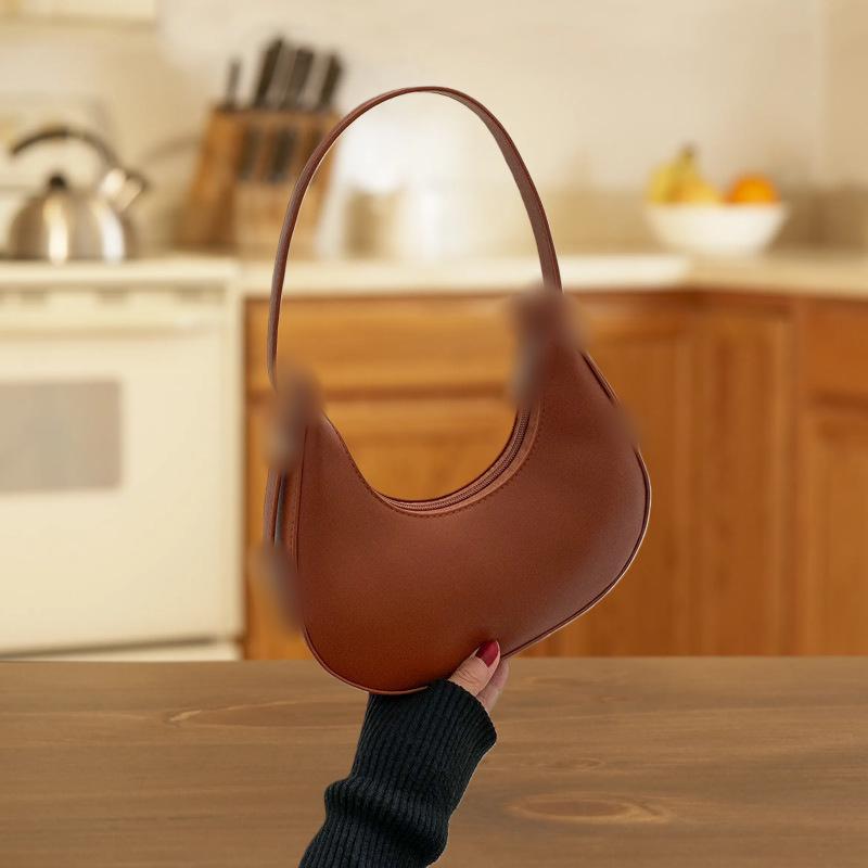 

2025 Летняя Трендовая Французская Нишевая Текстурированная Сумка на Плечо и Под Мышку из ПУ для Женщин One Size коричневый